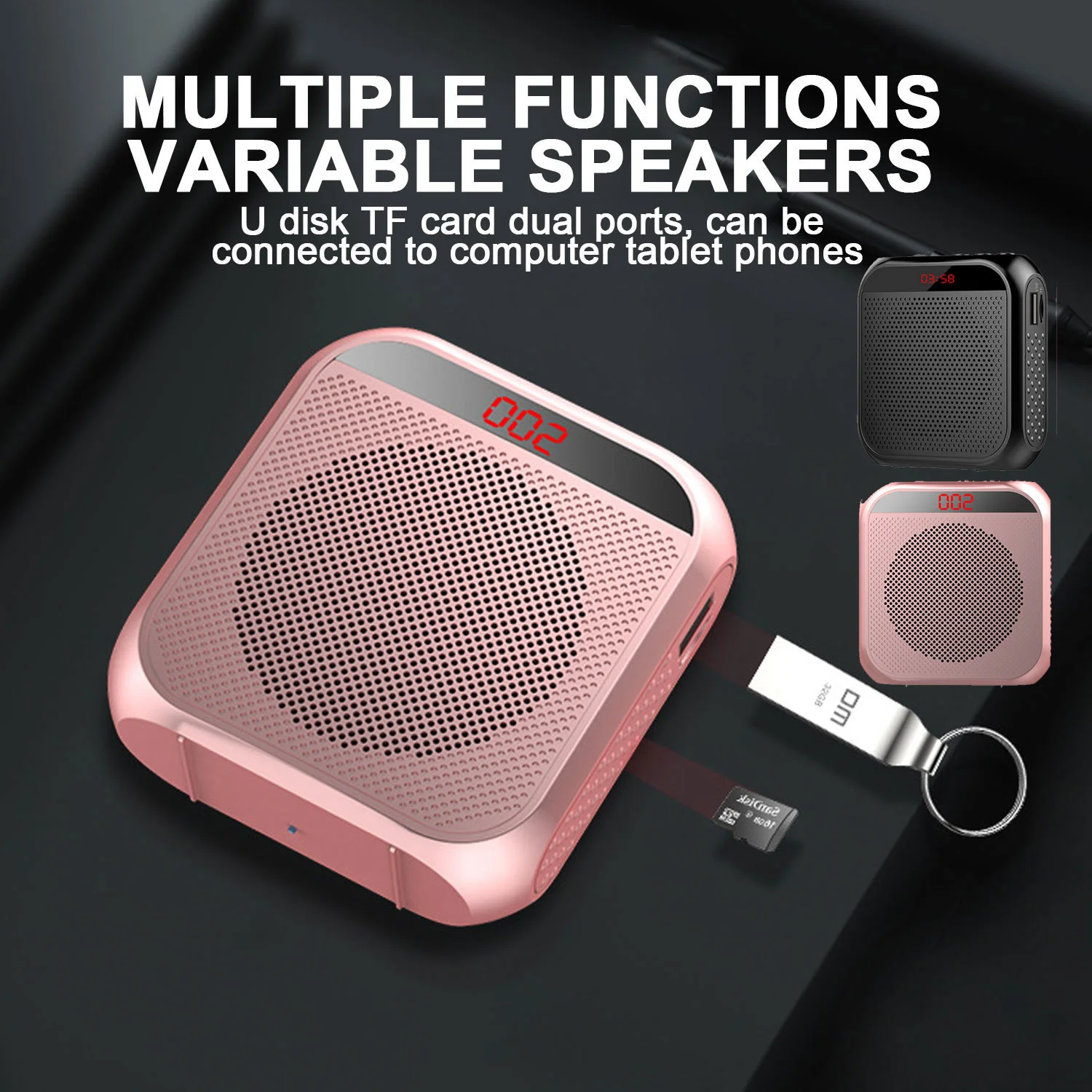 

5W 2200mAh Voice Amplifier Multifunctional Portable Personal Voice Speaker With Microphone Display For Teachers Speech Genuine