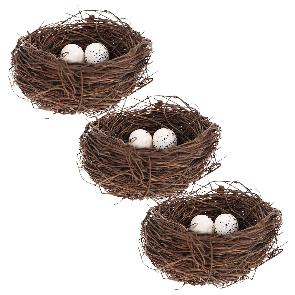 

Simulation Rattan Bird's Nest Decorative Eggs Home Spring Nests Artificial Ornament