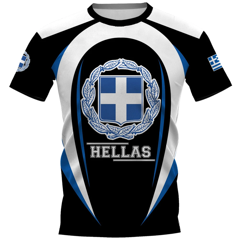 

Hellast-shirt for Men's Geometric Line Greece Flag National Emblem Printed Men's T-shirt Large Street Casual Men's T-shirt