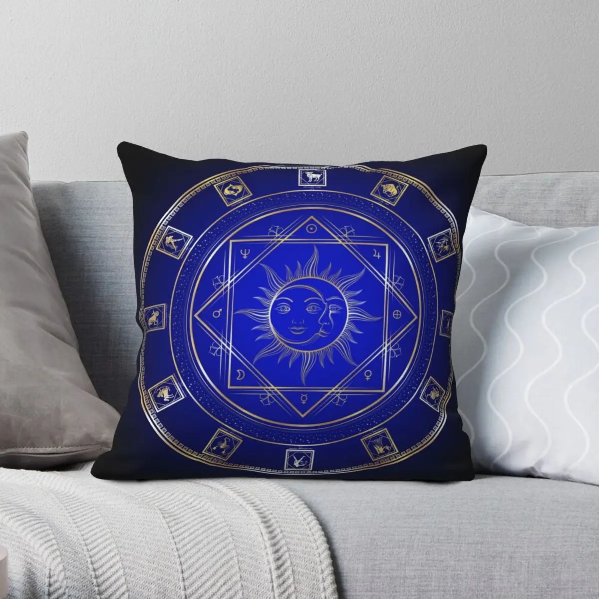 

Zodiac Zodiac Square Pillowcase Polyester Linen Velvet Pattern Zip Decor Car Cushion Case 18"
