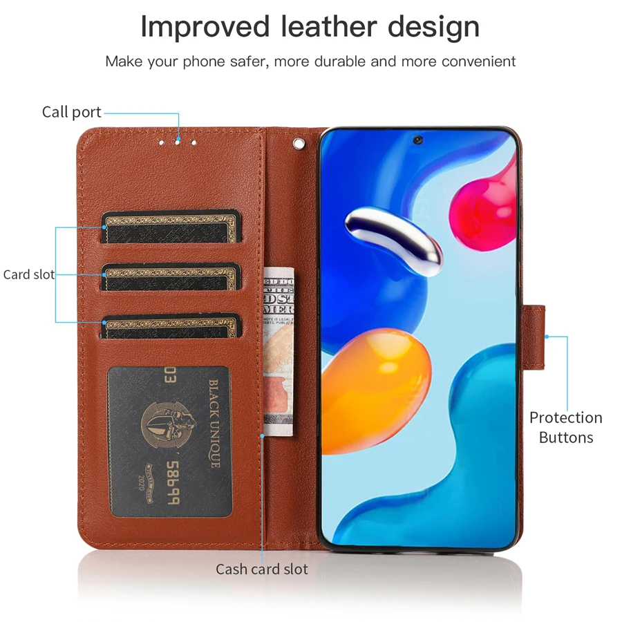 Wallet Leather Case For Xiaomi Redmi 10A 10C 9A 9C 9T Note 11 Pro 11S 10 Pro 9 8 7 Poco X3 Pro X4 Pro M4 Pro C40 11T 12 Lite 12T