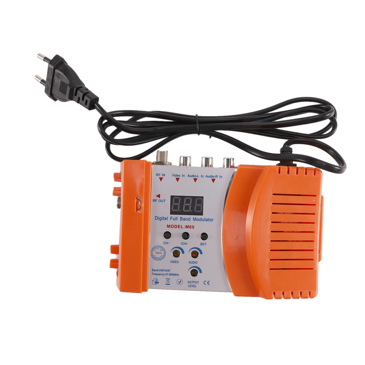 Фото Профессиональный цифровой VHF/UHF RF-модулятор M69, AV-RF конвертер для ТВ (оранжевый, с вилкой стандарта ЕС) №2