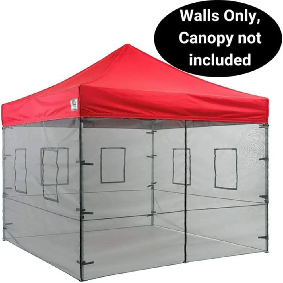 

Walls for 10' x 10' Canopy Tent, Food Service Mesh Sidewall Kit with Service Windows, 4 Walls Only, Black Mesh