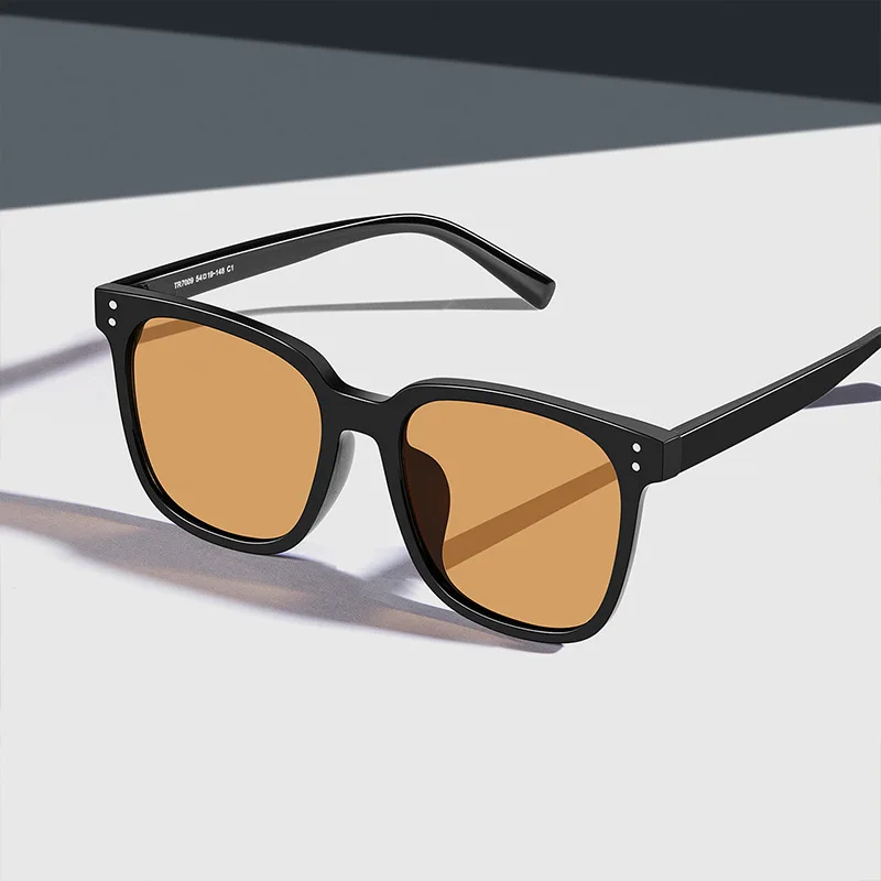 

Black Frame Brown Sunglasses Men and Women Summer Seaside Sunscreen New Round Face Big Face Thin and Handsome Sunglasses