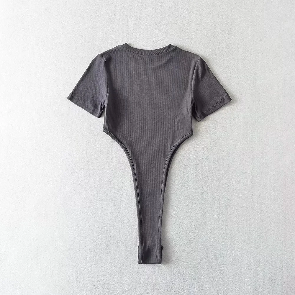 Dave&Di Ins Blogger Fashion Bodysuits Street Knitted O-neck Sexy Hollow Out Bodysuits Women Tops