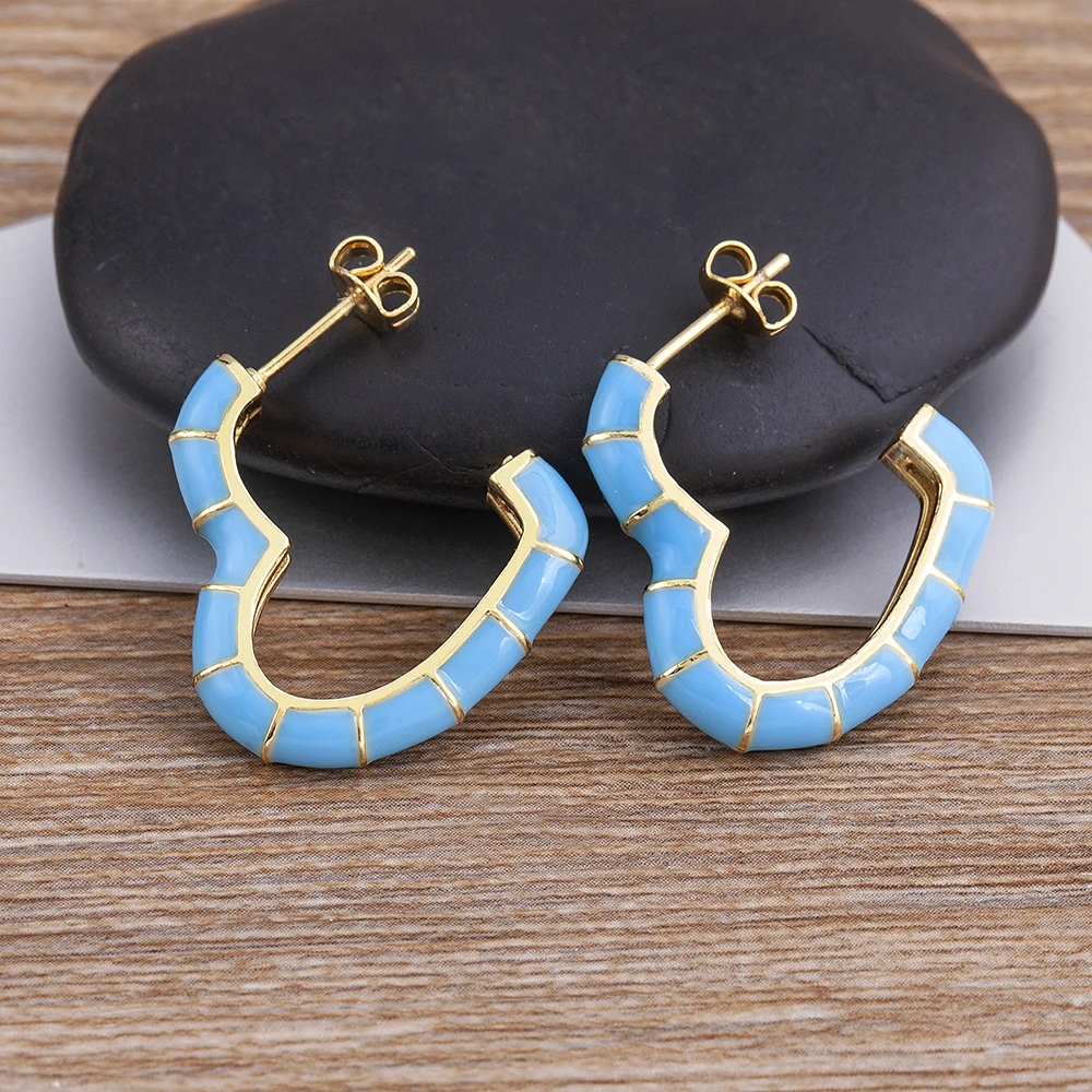 

Классические корейские романтические эмалированные Серьги Aibef в форме сердца с масляными подвесками 5 цветов женские модные ювелирные изде...