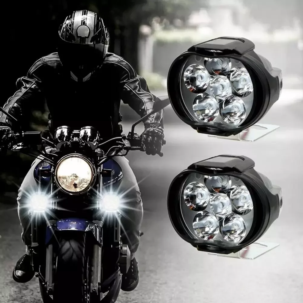 

LED Motorcycle Headlight White SpotLights Vehicle Scooters Lamp High Brightness Modified Auxiliary Bulbs