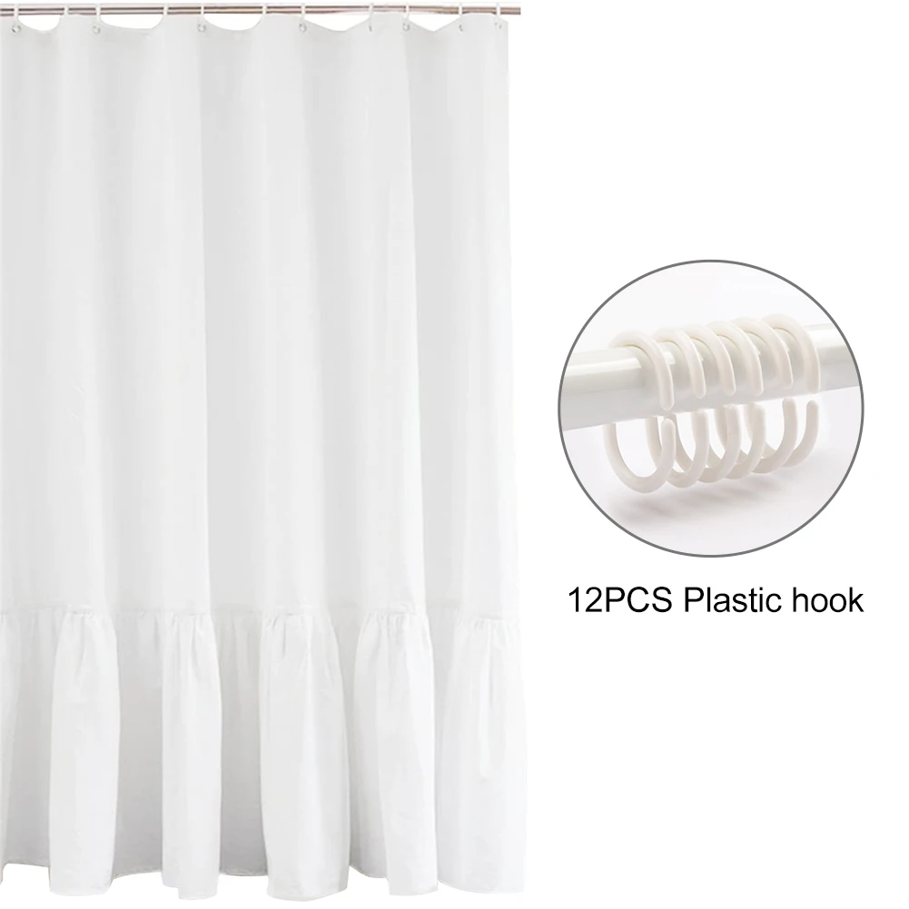 

Bathroom Decor Door Daily Large Durable Shabby Chic Home Use For Safety Farmhouse Shower Curtain Ruffle Romantic Absorption