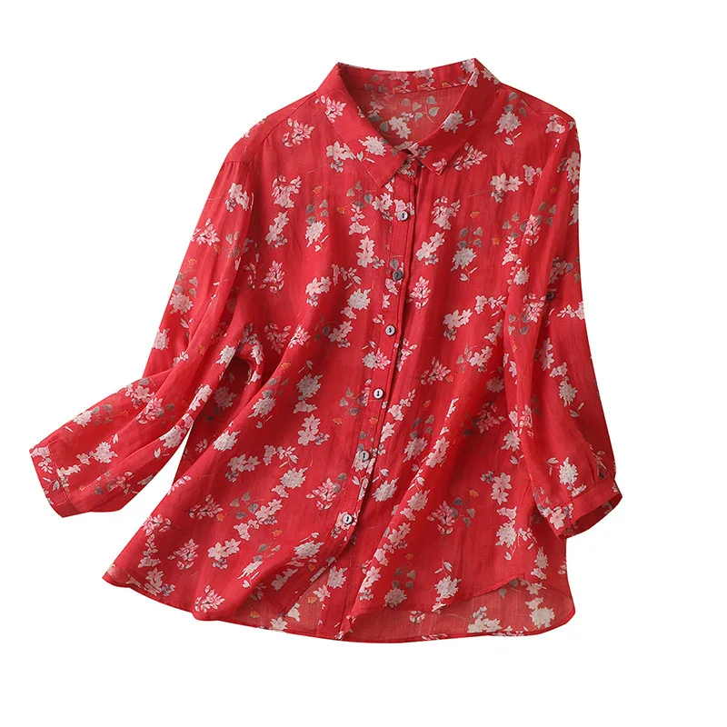 

Рубашка женская с отложным воротником и рукавом три четверти