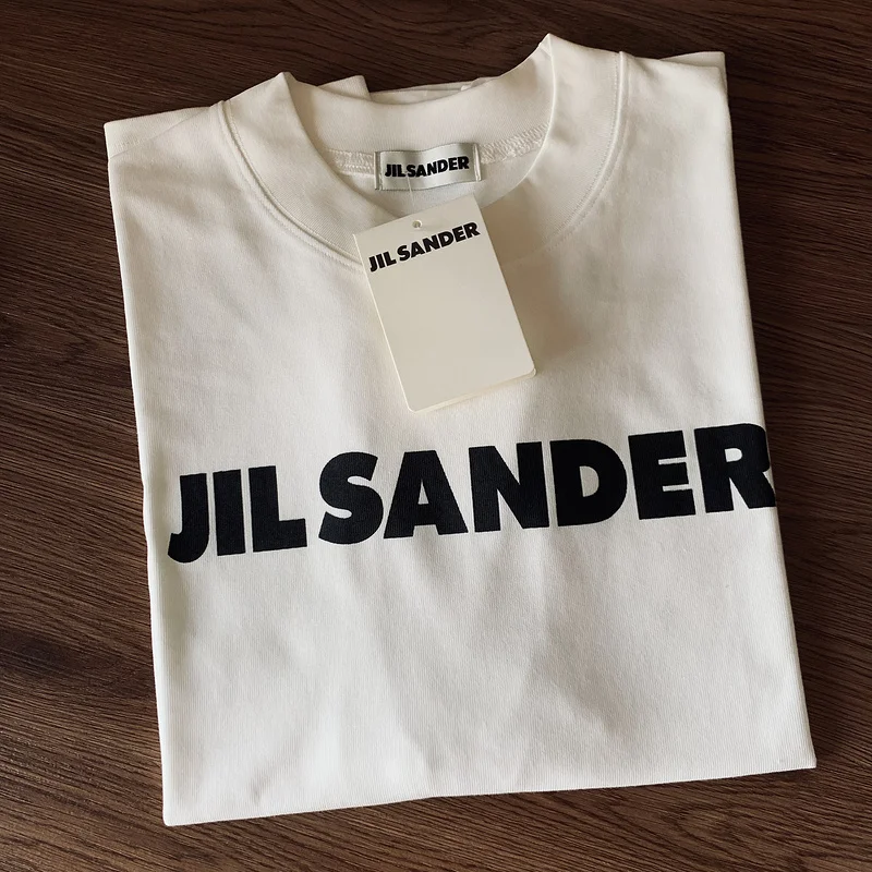 

Футболка оверсайз с круглым вырезом и принтом логотипа Jil Sander