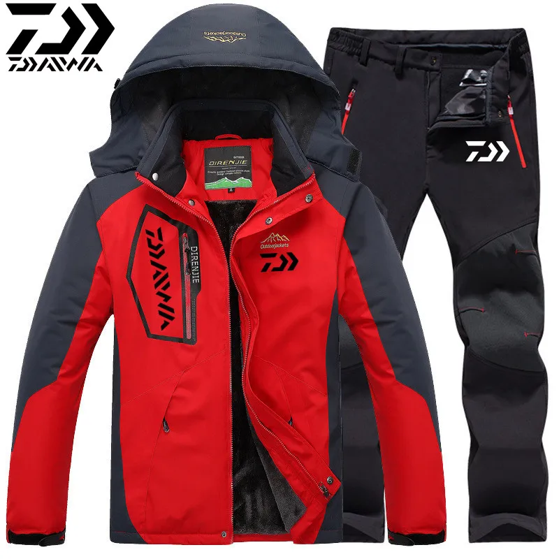 

Daiwa new Winter Outdoor Velvet Keep Warm Fishing Suits Windproof Waterproof Fishing Clothes Plus Men Sport Mountaineering Jacke