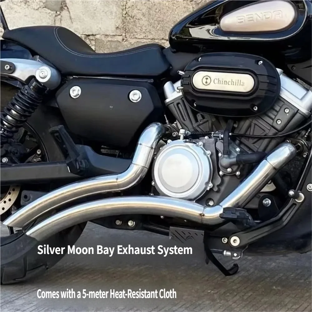 Фото Для Benda Chinchilla 300: модифицированный ретро-выхлопной патрубок Harley VH, двухтрубный, с прямыми выходами. №4