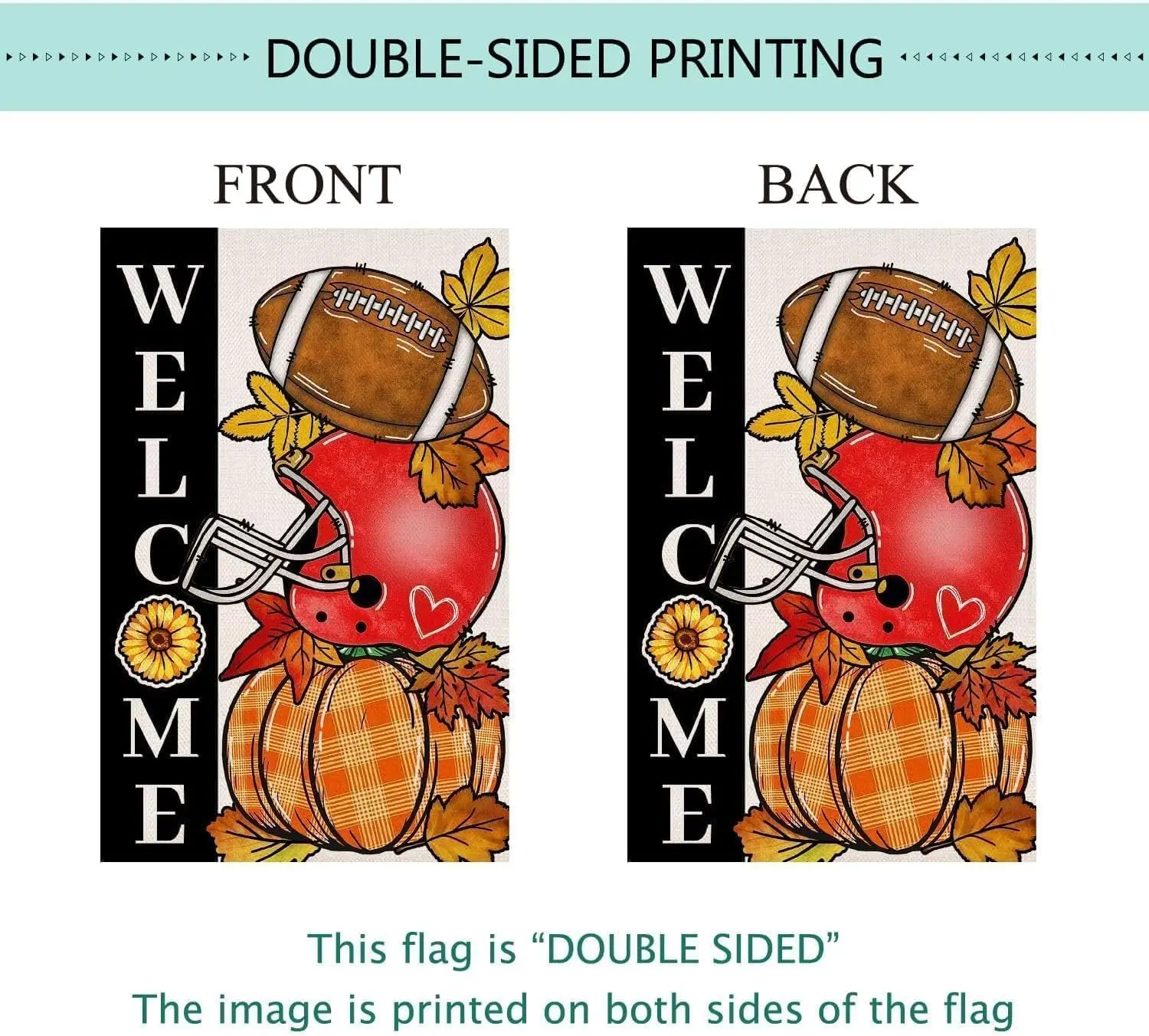 Осенний футбол Приветственные садовые флаги 12 x 18 дюймов Вертикальные