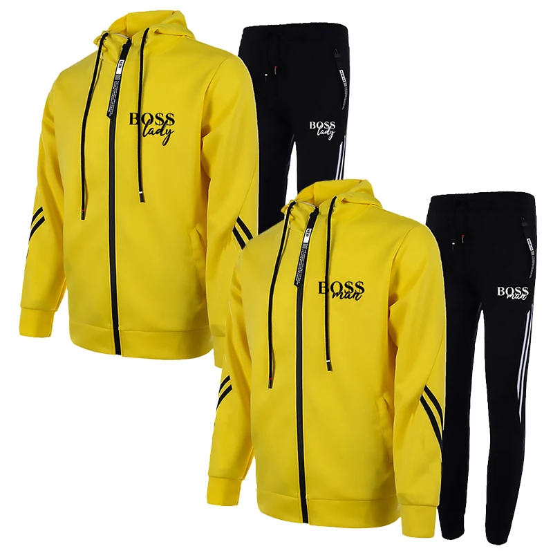 

Men's and women's outdoor jogging zipper jacket Tracksuit Stylish printed cotton-padded suit Men's zipper hoodie tracksuit pants