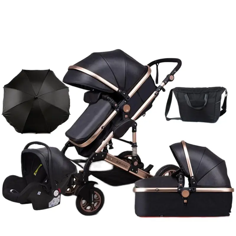 On Sales ! EU No TAX !  Newborn Luxury 3 in 1 Baby Stroller High Landscape Carriage Can Sit Reclining Shock Absorber Pram