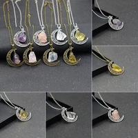 new fashion crystal necklace pink white yellow purple crystal stone pendant necklace witchcraft goddess necklace jewelry gifts