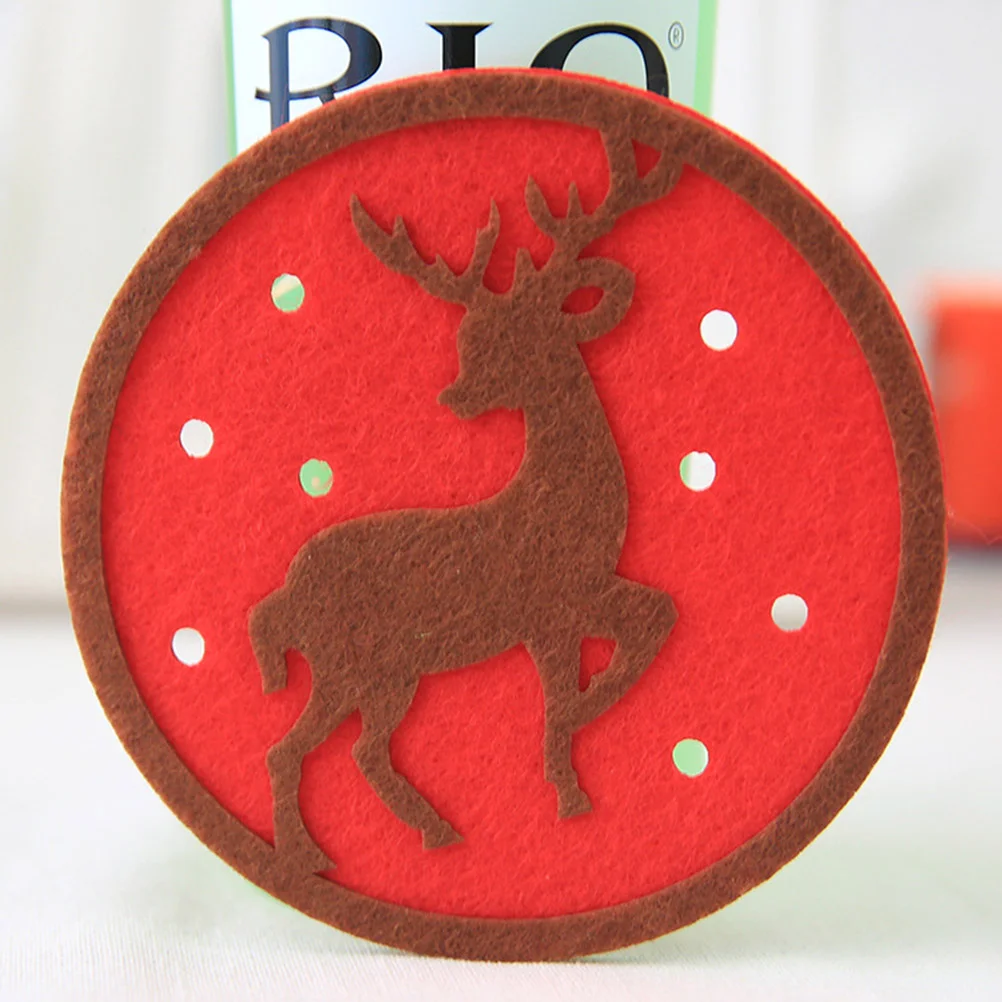 

4PCS Felt Fabric Table Placemat Round Coaster Coasters Christmas Coasters Set Mat