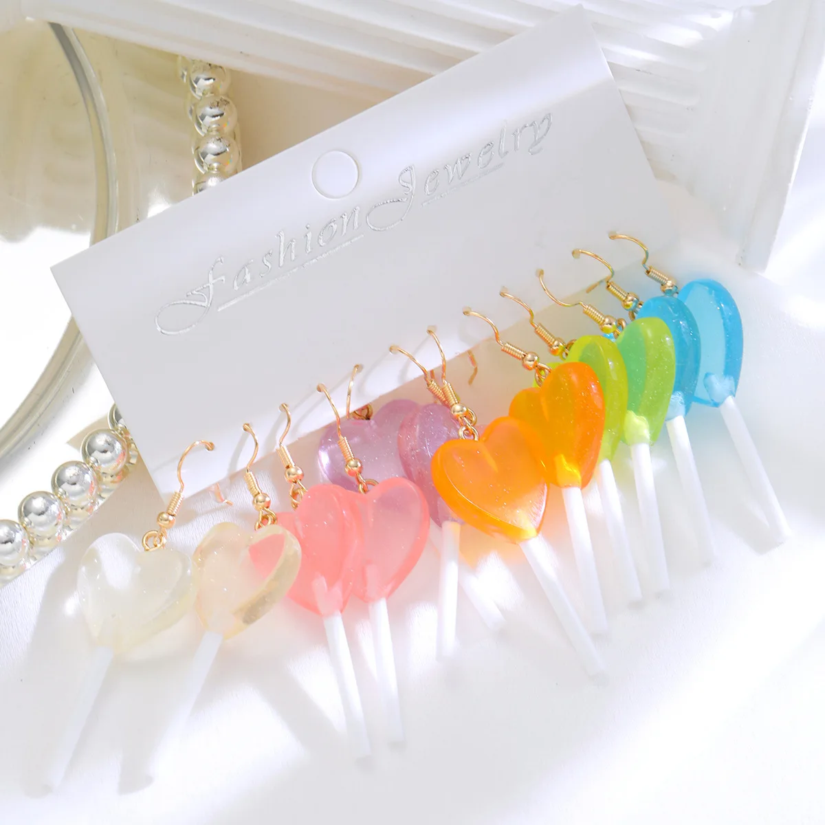 KADRUFI Новая мода допамин красочные серьги-капли в форме сердца для девочек леденец