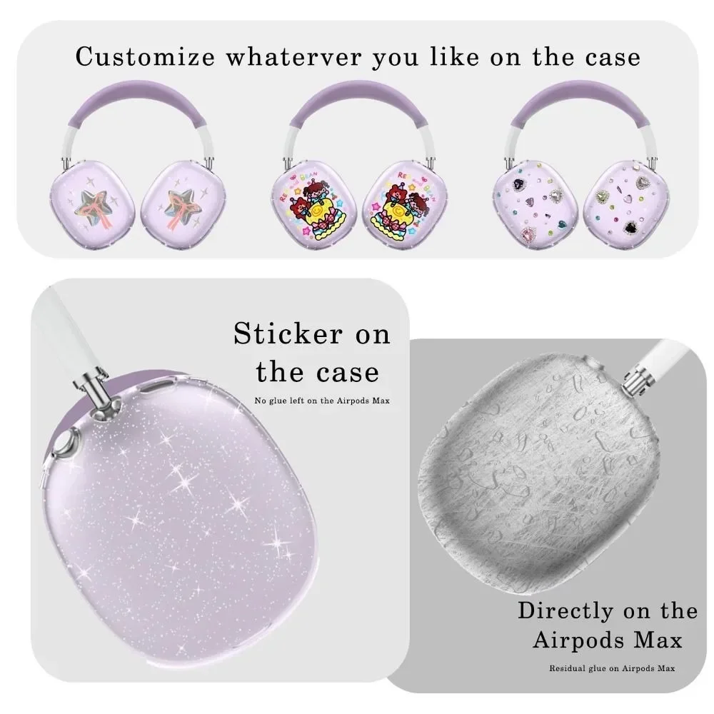 Прозрачный блестящий защитный чехол для наушников 4 в 1 AirPods Max противоударные