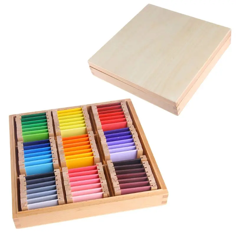 

Montessori Sensorial Material Learning Color Tablet Box Wood Preschool Toy