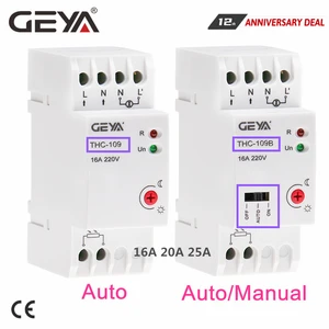 GEYA Auto or Manual On Off Photocell Light Controller Switch with Sensor 16A 20A 25A AC220V Din rail Twilight Switch