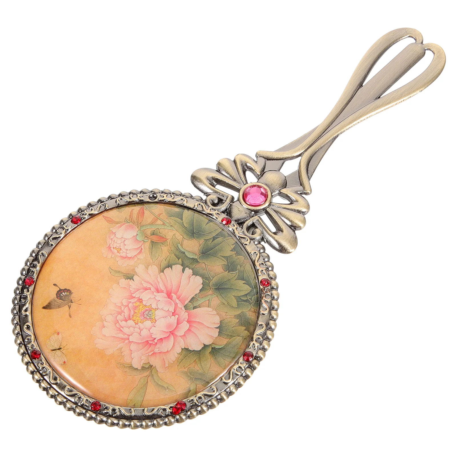 

Retro Handle Mirror Practical Handheld Makeup Portable Delicate Vintage Metal Small Miss