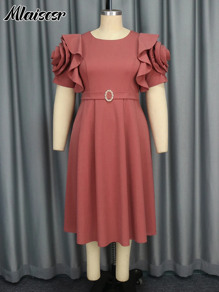 Mlaiscsr 3D Цветочное платье трапециевидной формы с короткими рукавами женское