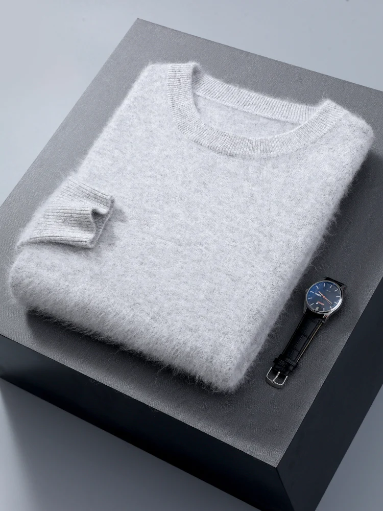 Осенне-зимние толстые мужские кашемировые пуловеры с круглым вырезом свитер