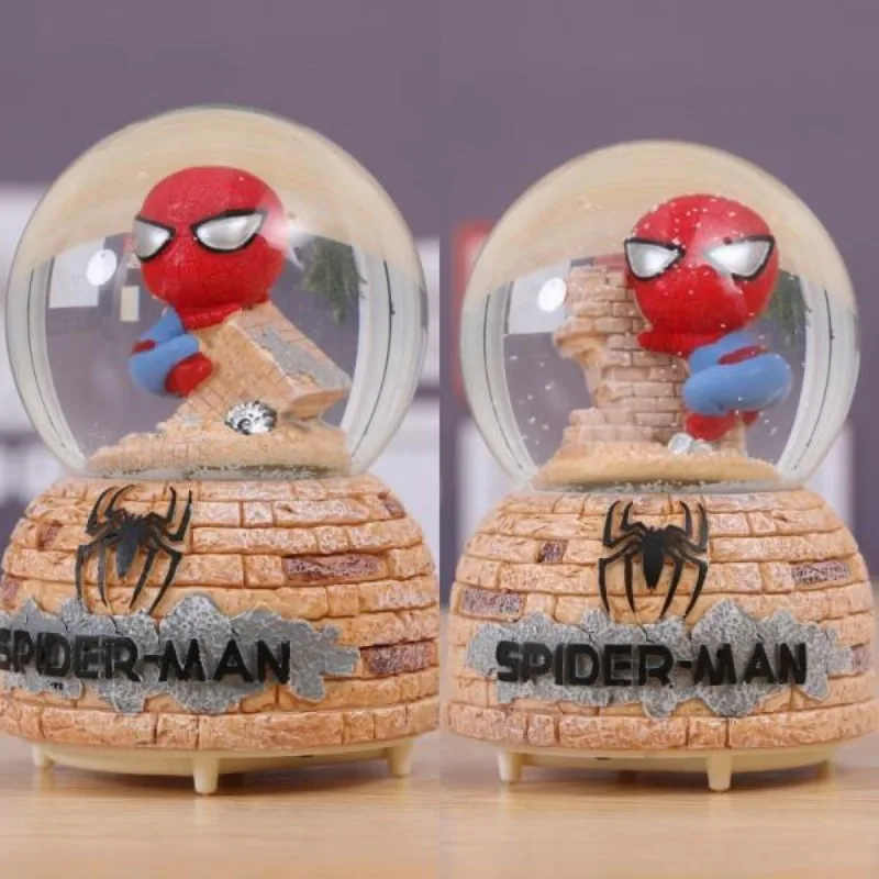 

Marvel Spiderman Boy's New Cool Personality Creative Cartoon Snowflake Music Box Crystal Ball Lantern Ornament Birthday Gift
