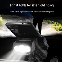 2022 new 4 in 1 bicycle light front 2400 mah usb rechargeable light 3 t6 led bicycle lantern mobile phone holder bicycle horn