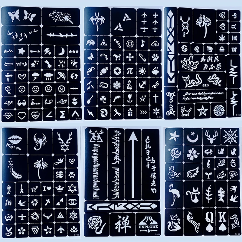 233pcs Tattoo Stencil Book Set DIY Glitter Templates Body Art Painting Fake Stencils for Girls Women New Designs Kit - купить по