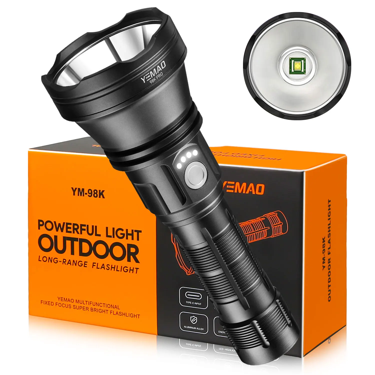 

YEMAO Сверхмощный перезаряжаемый фонарь из алюминия