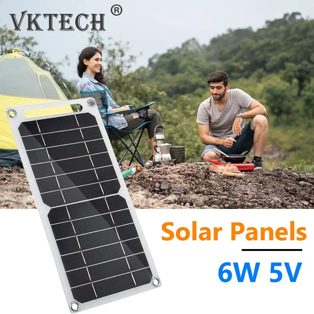 usb solar panel outdoor 6w 5v travel solar charger power bank for mobile phone lights emergency light accessories free global shipping