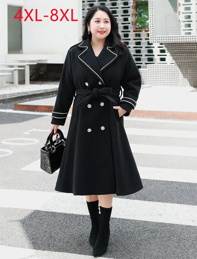 New 2022 Ladies Spring Autumn Plus Size Tops For Women Large Size Long Sleeve V-neck black long Coat 4XL 5XL 6XL 7XL 8XL