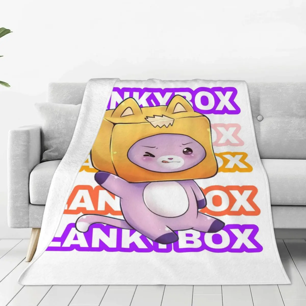 

Cute Foxy Lankybox Blanket Velvet Summer Air Conditioning Cartoon Lightweight Throw Blankets for Home Bedroom Plush Thin Quilt