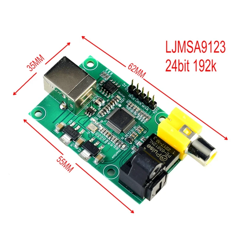 Плата декодирования для LJM SA9123 USB к оптическому выходу SPDIF I2S 24BIT 192K Hifi SA9123L DAC