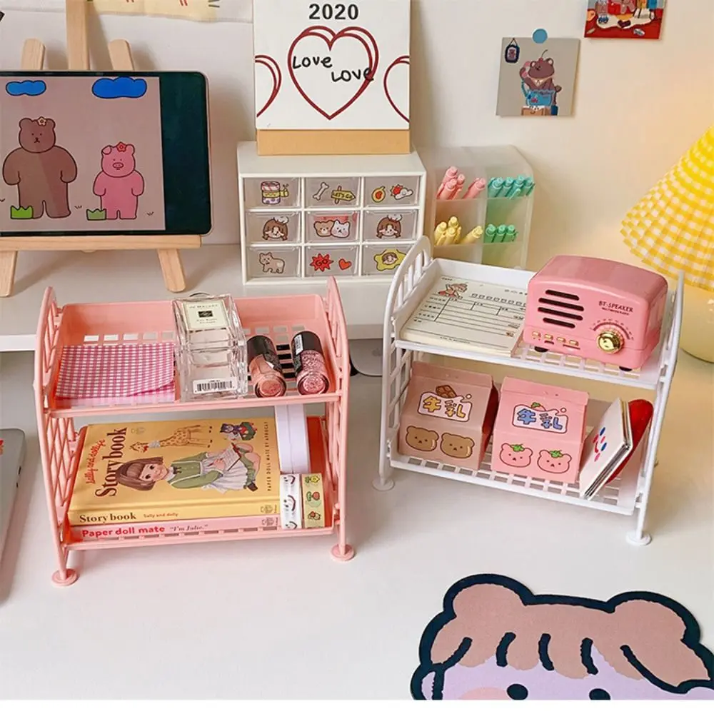 

Desktop Household Office Double Jewelry Storage School Stationery Storage Shelf Double Layers