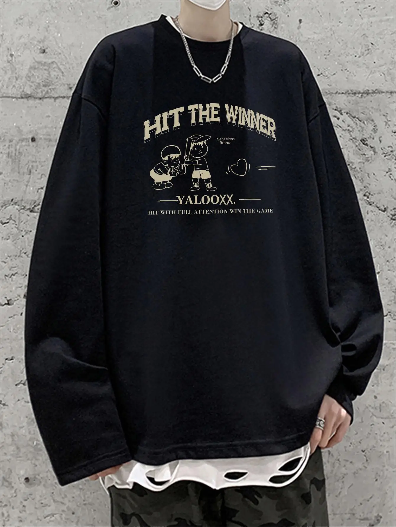 Футболка Y2k мужская с длинным рукавом винтажная хлопковая тенниска принтом майка