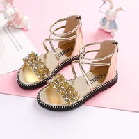 little girls strappy gladiator sandals kids glitter sequin zipper back summer shoes gold birthday party princess shoes ankle