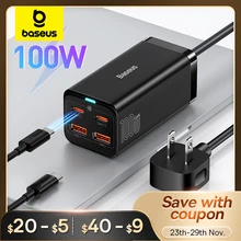 Baseus 100W 65W GaN Charger Desktop Laptop Fast Charger 4 in 1 Adapter For iPhone 15 14 13 12 Pro Max  Phone Charger Samsung