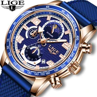 lige top brand luxury fashion waterproof silicones strap quartz mens watches for men creative wristwatchbox 2022 new