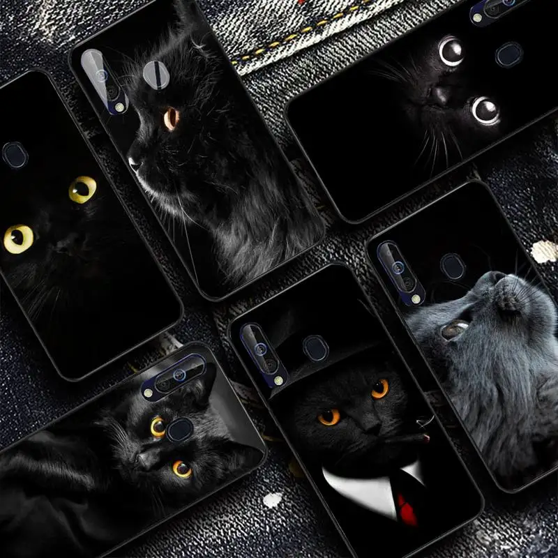 

Black Cat Staring Eye Phone Case for Samsung A51 01 50 71 21S 70 31 40 30 10 20 S E 11 91 A7 A8 2018