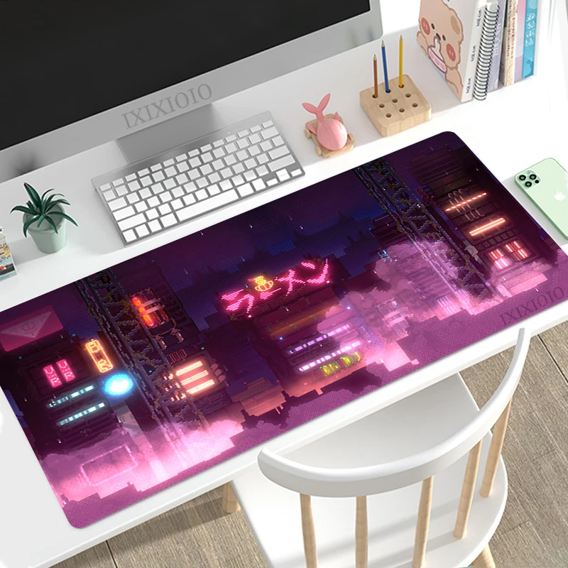 

Japanese City Neon Mouse Pad Gamer XL HD New Home Mousepad XXL Desk Mats Soft Office Non-Slip PC Desktop Mouse Pad Table Mat