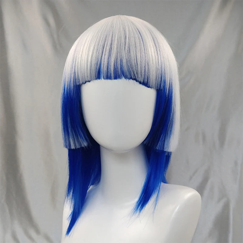 Cosplay Lolita Wig Long Straight Synthetic Princess Cut Bobo Anime Wig Bar Wearing Woman Hair White Orange