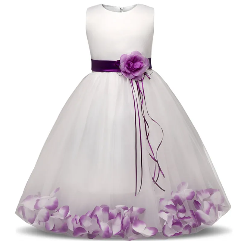 

Flower Girl Dress with Flowers Ribbons for Girls Wedding Ceremonious Dresses Children Birthday Party Ball Gown Kid Girl Clothing