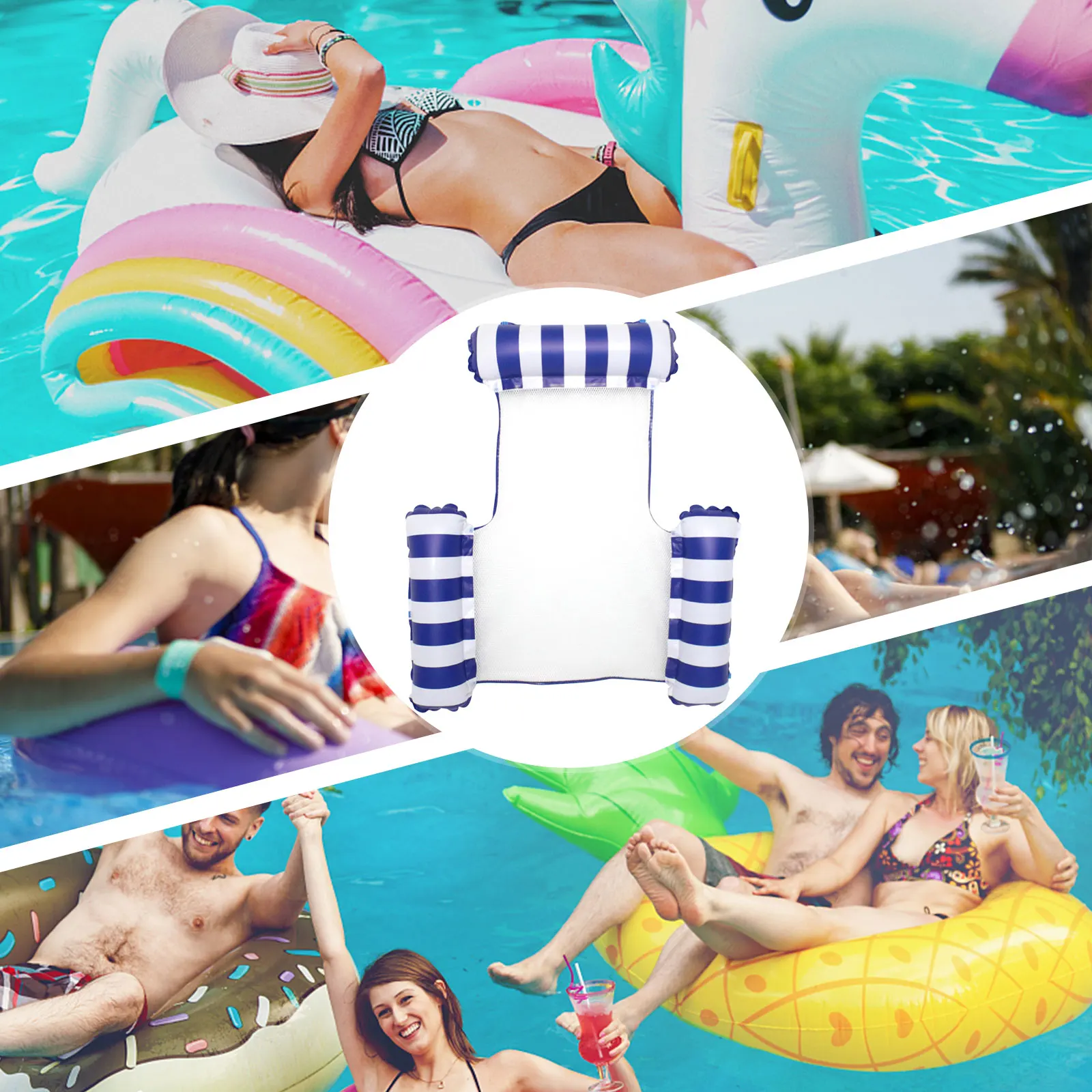 

Reusable Summer Water Float Lounger Sleeping Bed Shape Inflatable Pool Floating for Swimming Beach Water Sports