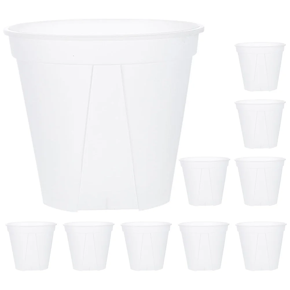

10 Pcs Clear Pot Transparent Flower Cactus Pots Flowerpot White Nursery