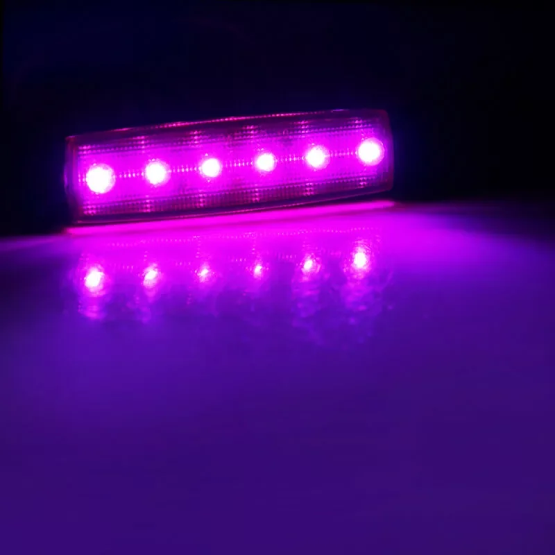 

10Pcs 6 LED Rock Light Oblong Purple Side Marker Lights Indicator Work Light for Car Truck Lorry Boat Accessories Replacement