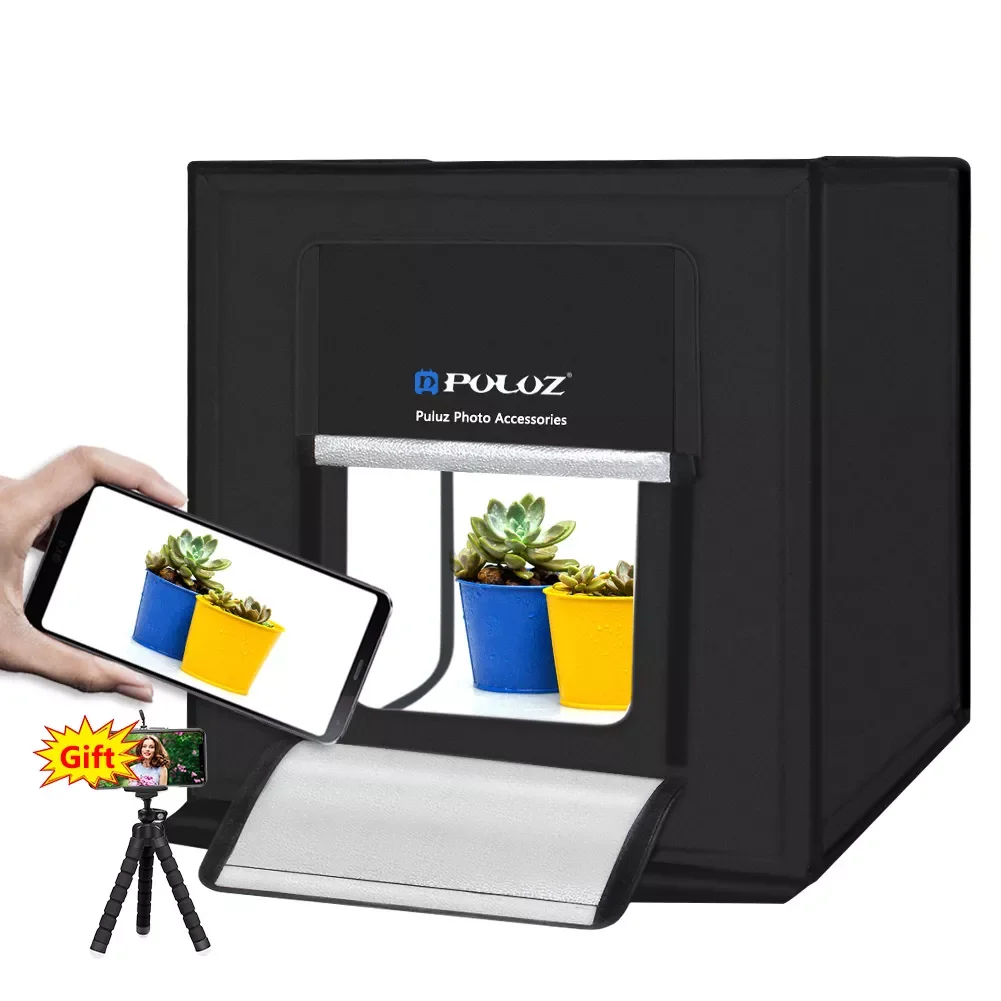 

24 inch Photography LED Studio Lightbox Photo Light Tent Kit Tabletop Shooting SoftBox with 6 Colors Background Photo Box