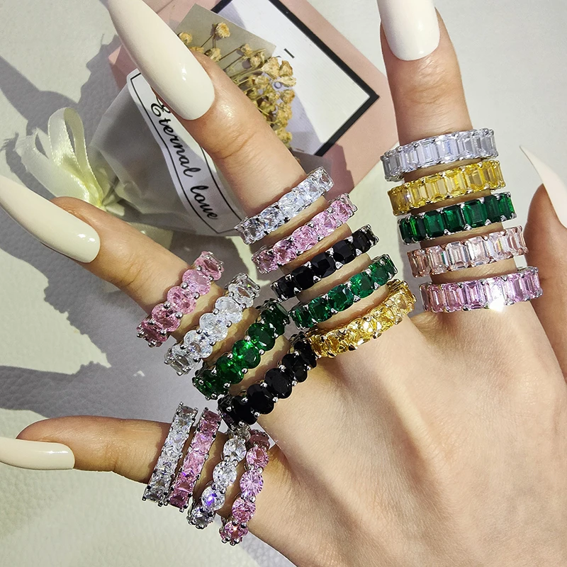 

luxury real silver color aesthetic wedding band eternity Ring for women bridal anniversary Valentine's Day gift jewelry Z32